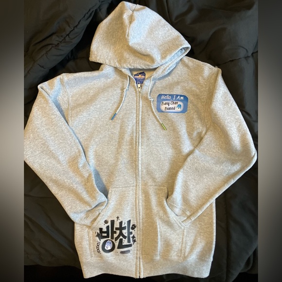 Stray Kids Bang Chan Kangaroo Wolf Chan Biased Gray Adult Zip Hoodie